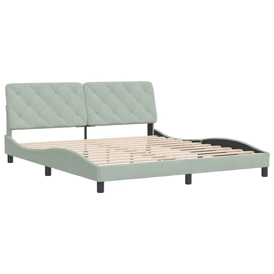 Cadre de lit sans matelas gris clair 180x200 cm velours - 3