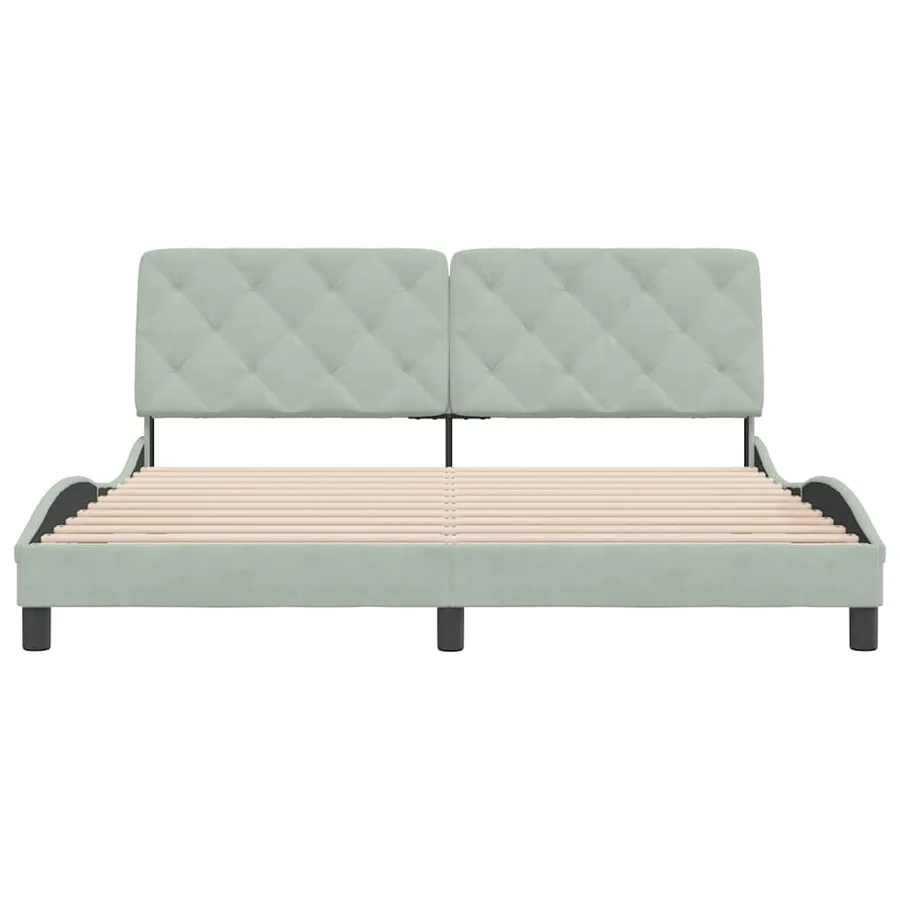 Cadre de lit sans matelas gris clair 180x200 cm velours - 5