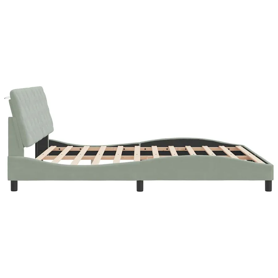 Cadre de lit sans matelas gris clair 180x200 cm velours - 6