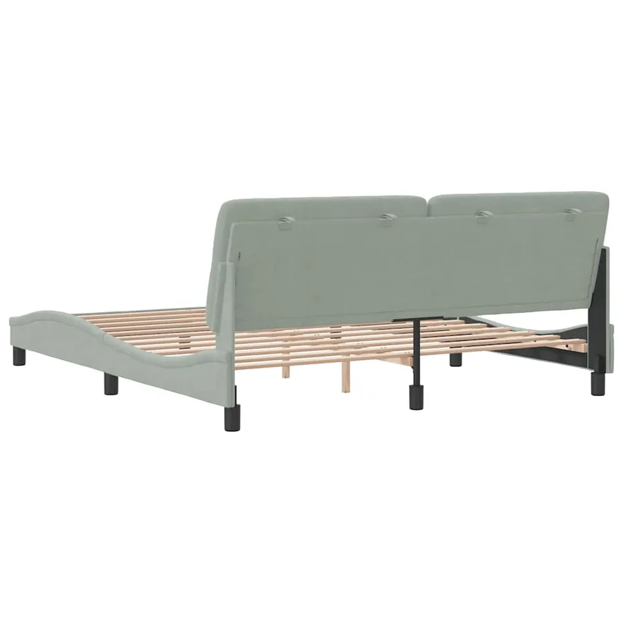 Cadre de lit sans matelas gris clair 180x200 cm velours - 7