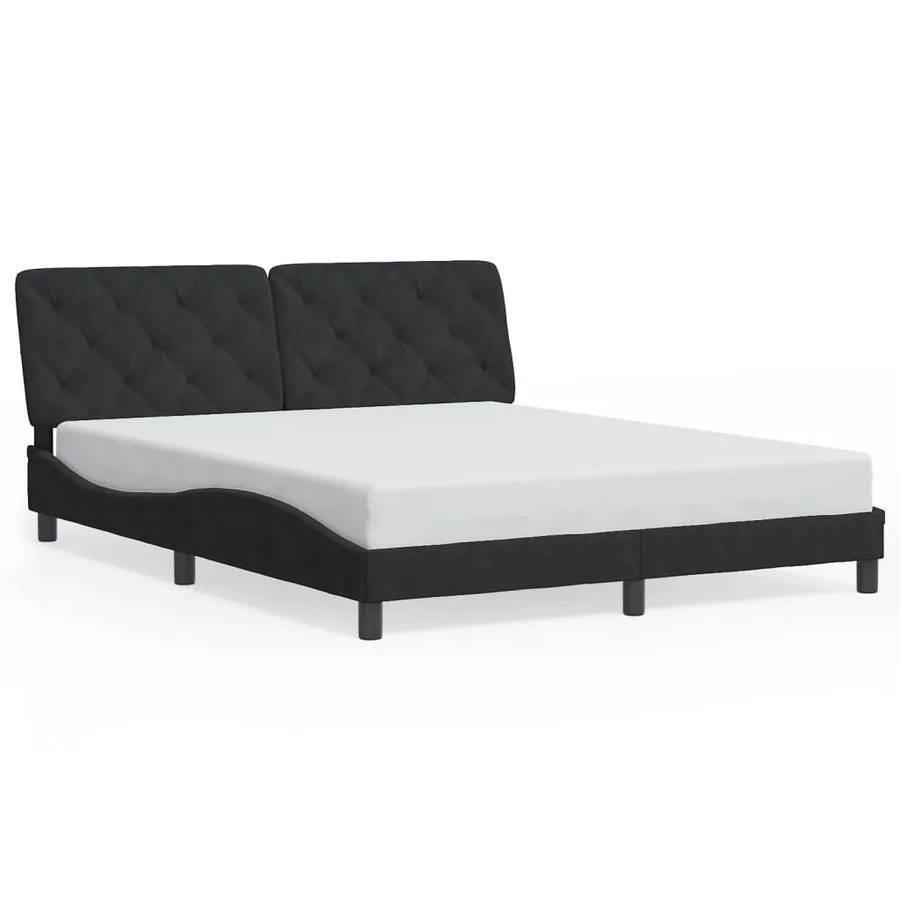 Cadre de lit avec LED sans matelas noir 160x200 cm velours - 5