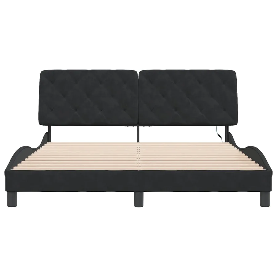Cadre de lit avec LED sans matelas noir 160x200 cm velours - 6