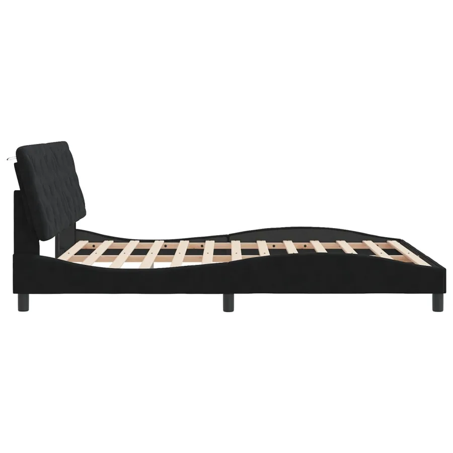 Cadre de lit avec LED sans matelas noir 160x200 cm velours - 7