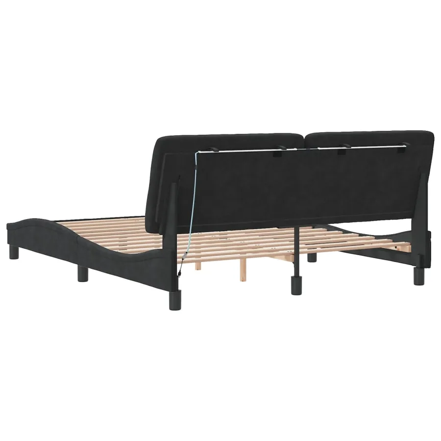 Cadre de lit avec LED sans matelas noir 160x200 cm velours - 8