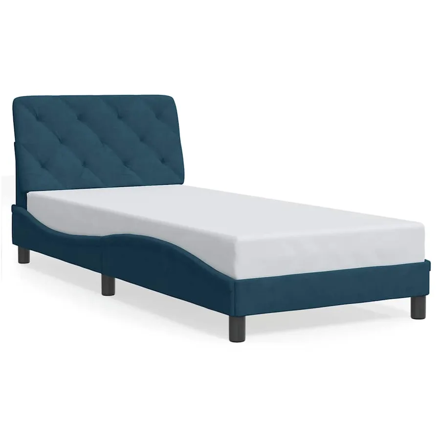 Cadre de lit sans matelas bleu 80x200 cm velours - 2