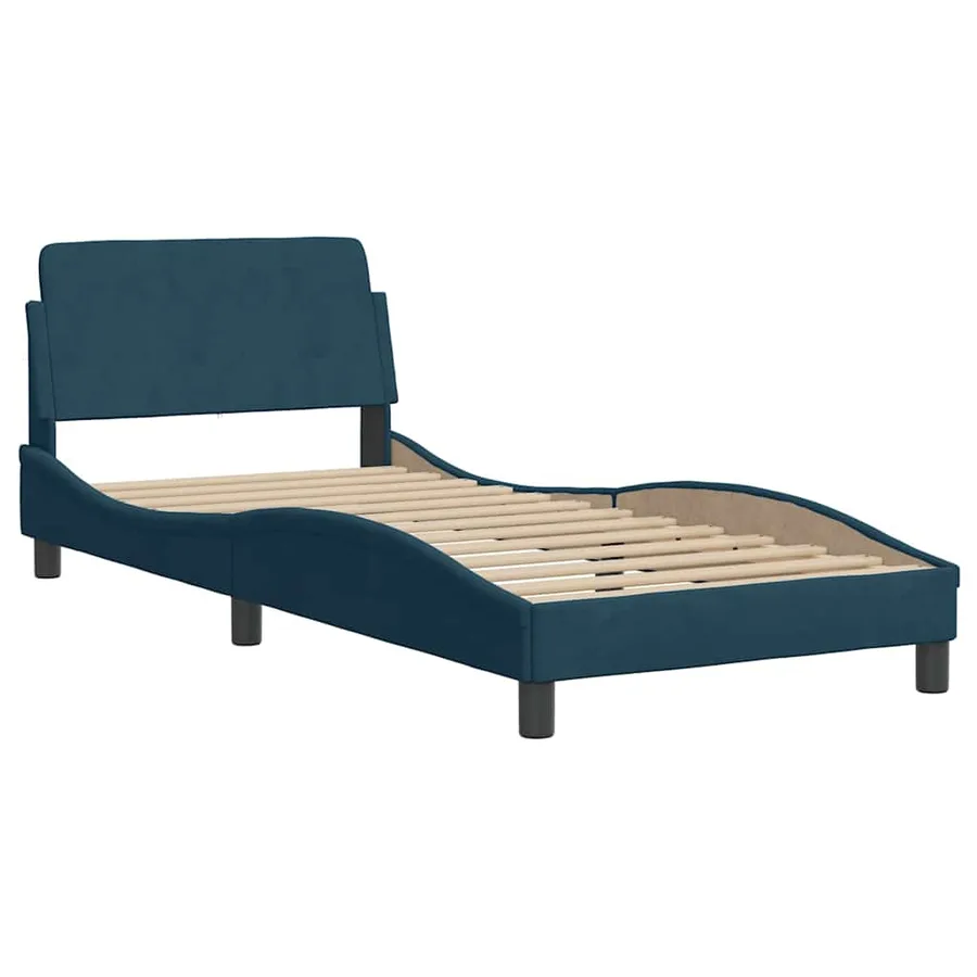 Cadre de lit sans matelas bleu 80x200 cm velours - 4