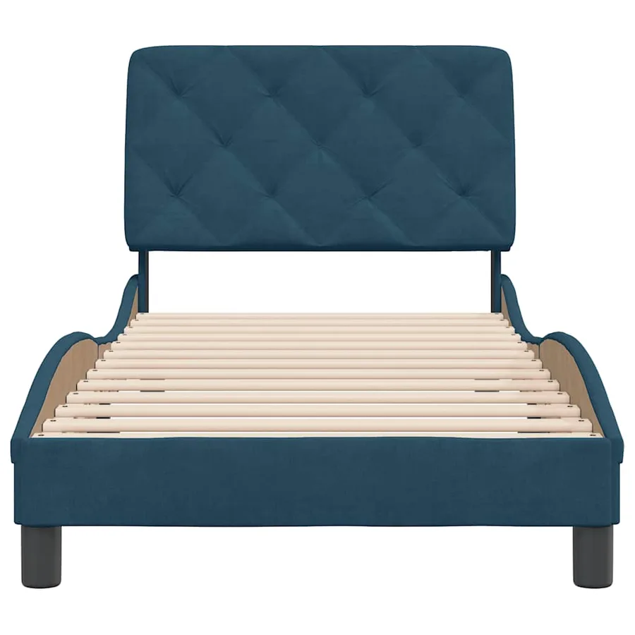 Cadre de lit sans matelas bleu 80x200 cm velours - 5