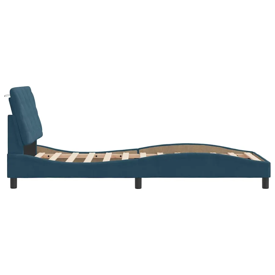 Cadre de lit sans matelas bleu 80x200 cm velours - 7