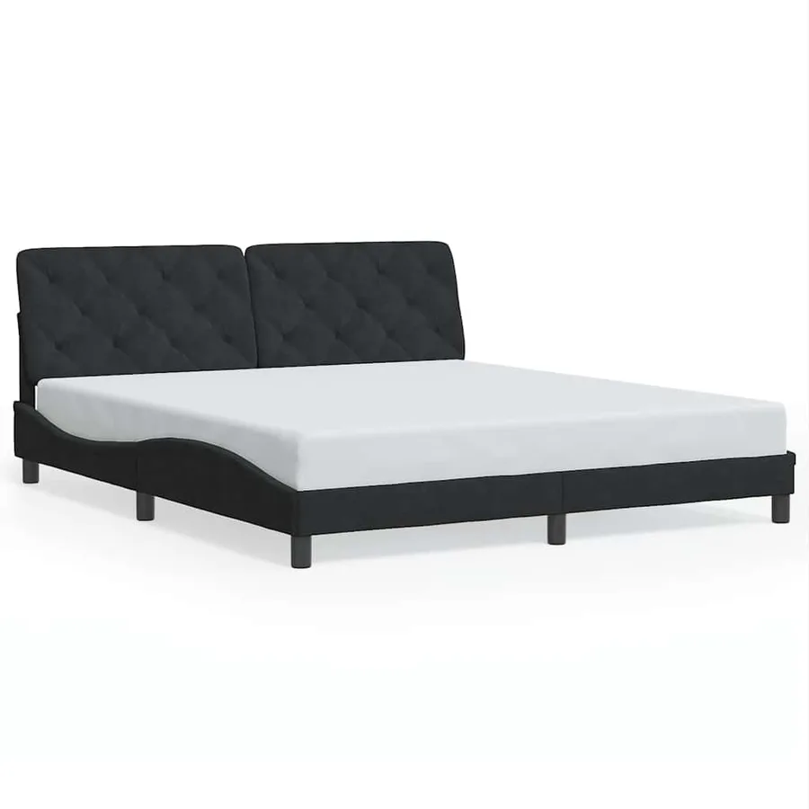Cadre de lit sans matelas noir 180x200 cm velours - 2