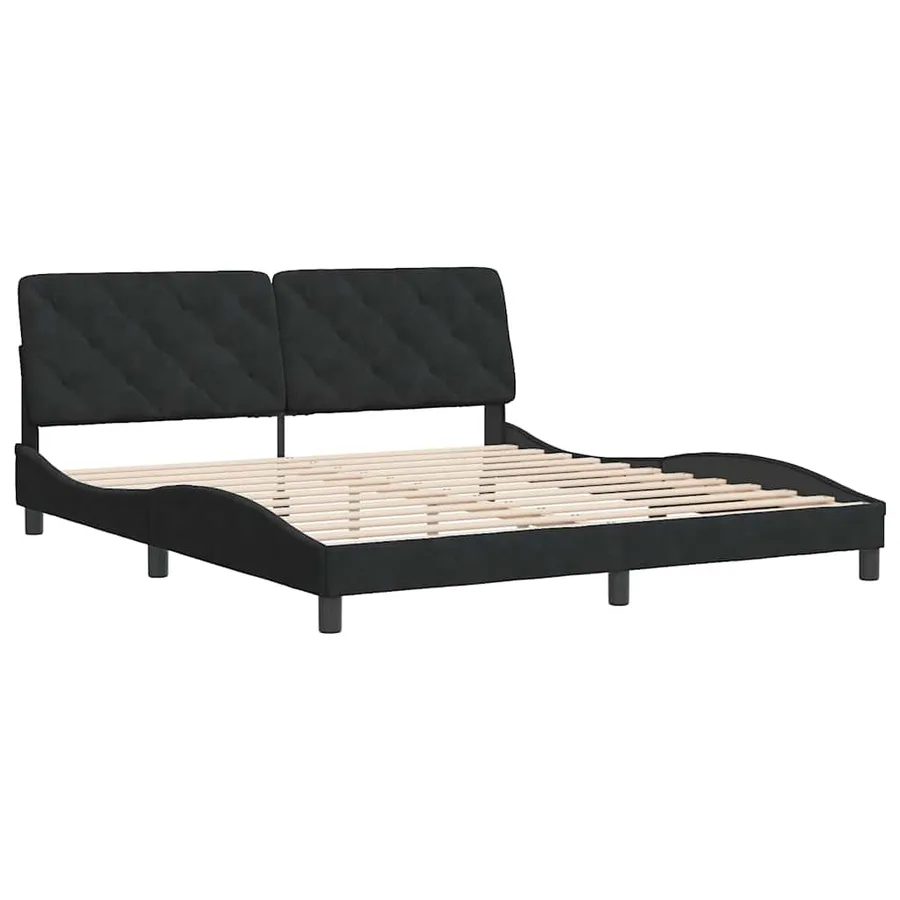 Cadre de lit sans matelas noir 180x200 cm velours - 3