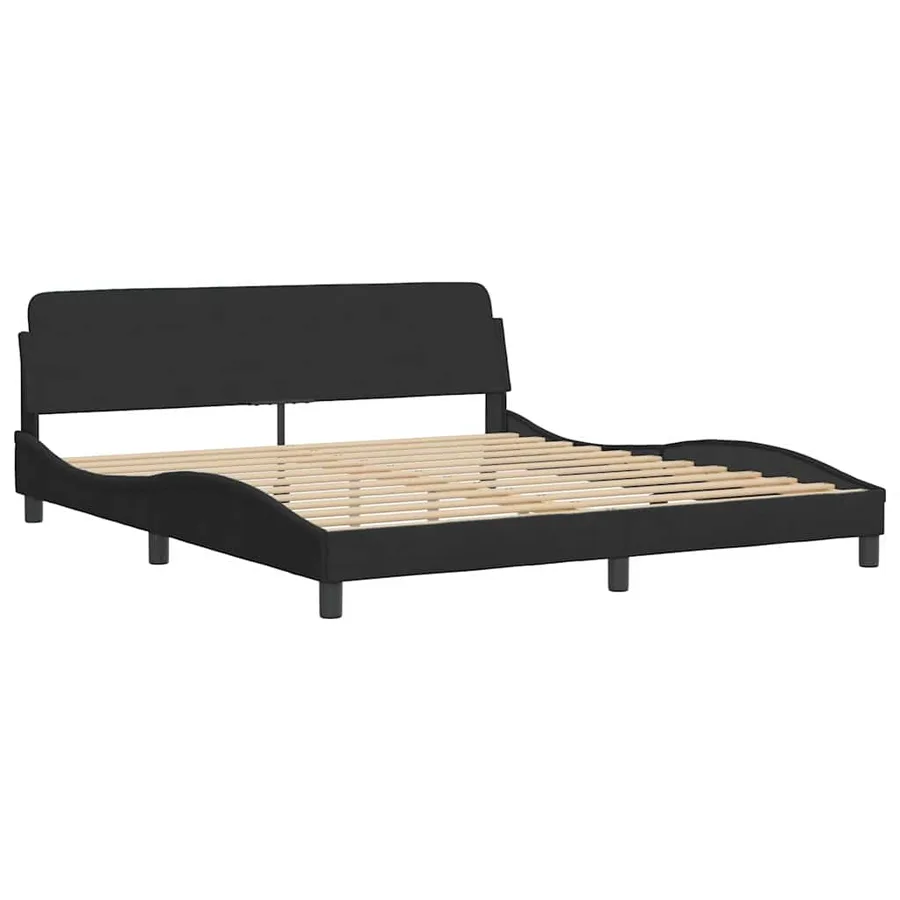 Cadre de lit sans matelas noir 180x200 cm velours - 4