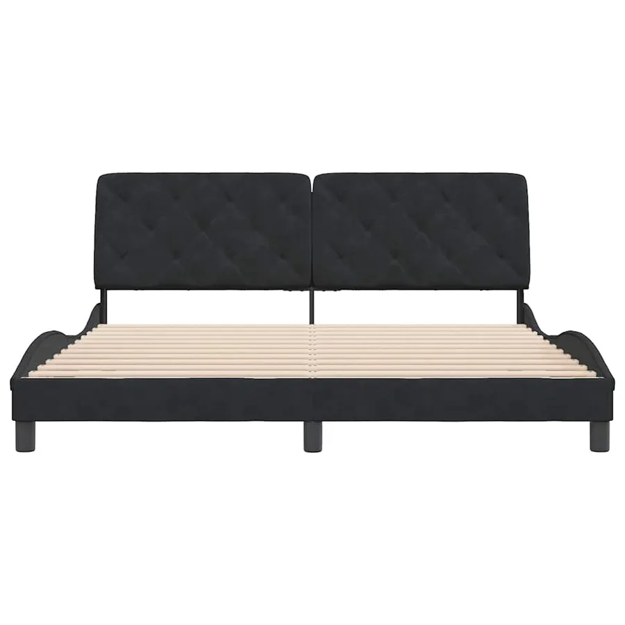 Cadre de lit sans matelas noir 180x200 cm velours - 5
