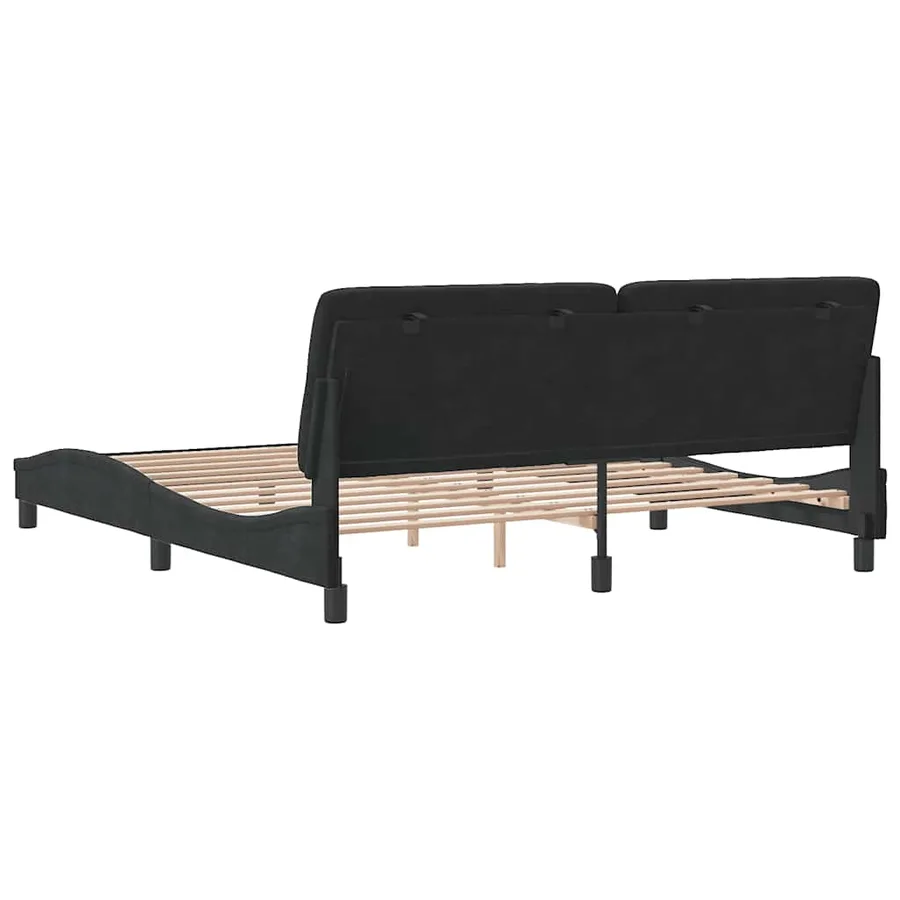 Cadre de lit sans matelas noir 180x200 cm velours - 7