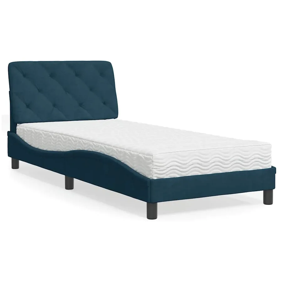Lit avec matelas bleu 80x200 cm velours - 2