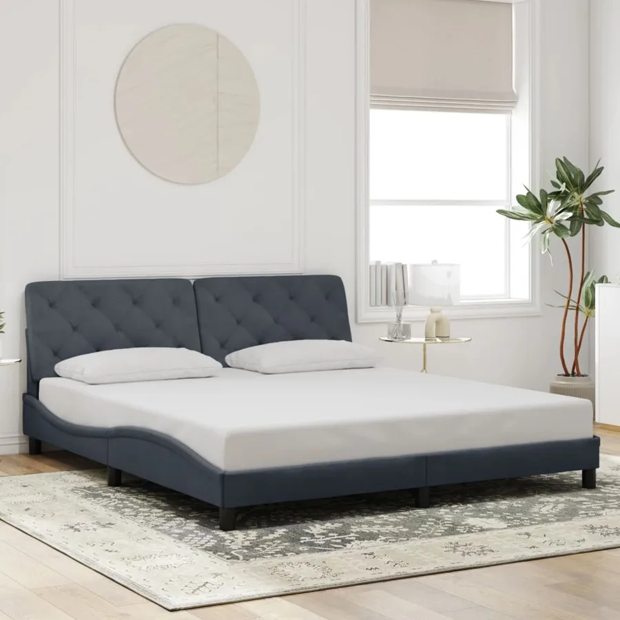 Cadre de lit avec LED sans matelas gris foncé 180x200cm velours - 4