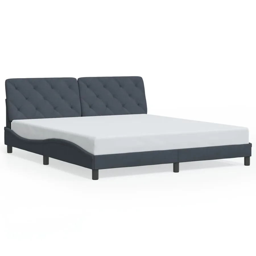 Cadre de lit avec LED sans matelas gris foncé 180x200cm velours - 5
