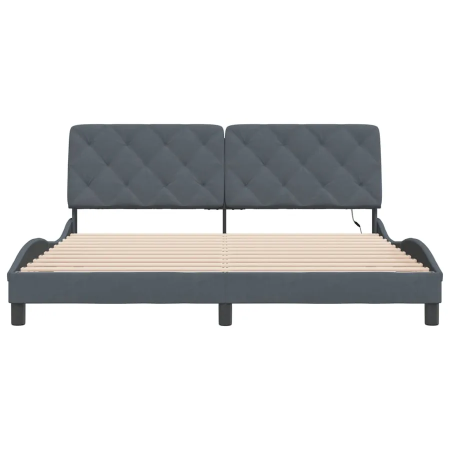 Cadre de lit avec LED sans matelas gris foncé 180x200cm velours - 6