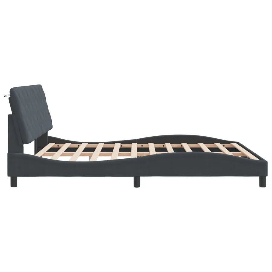 Cadre de lit avec LED sans matelas gris foncé 180x200cm velours - 7