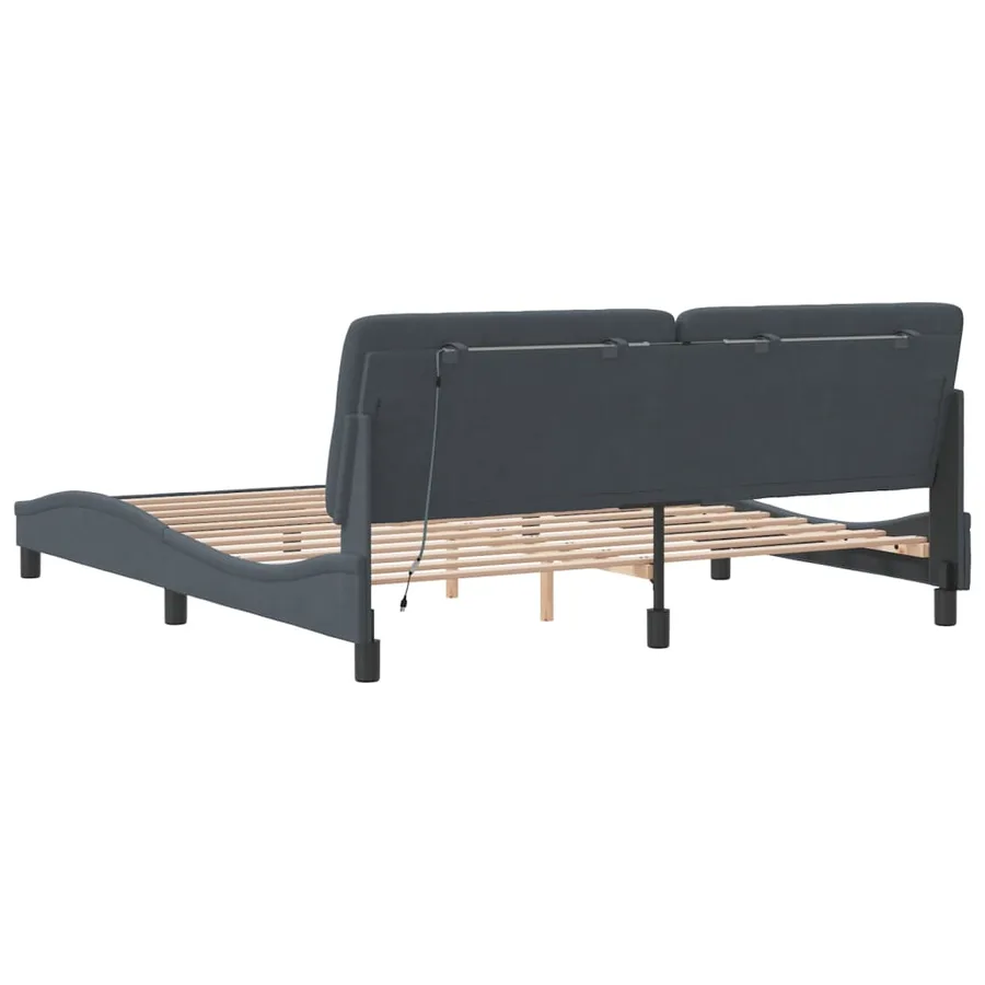 Cadre de lit avec LED sans matelas gris foncé 180x200cm velours - 8