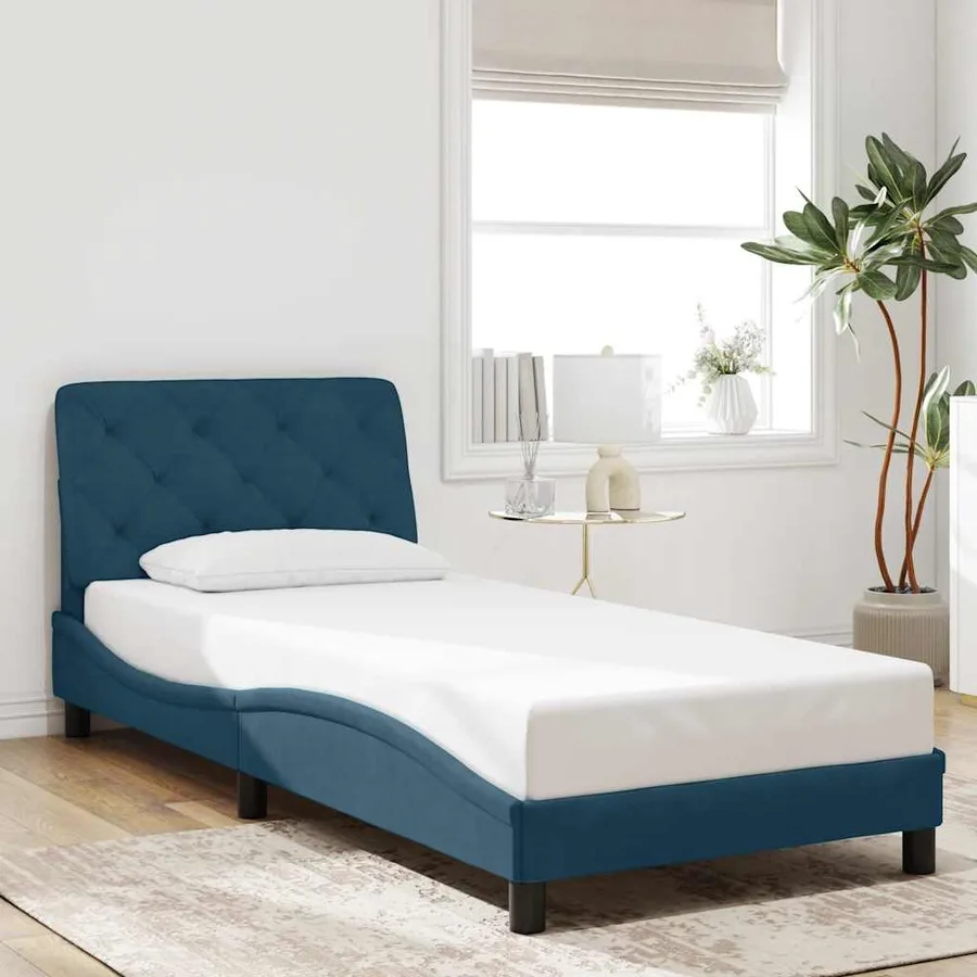 Cadre de lit avec LED sans matelas bleu 80x200 cm velours - 4