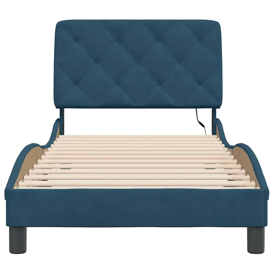 Cadre de lit avec LED sans matelas bleu 80x200 cm velours - 6