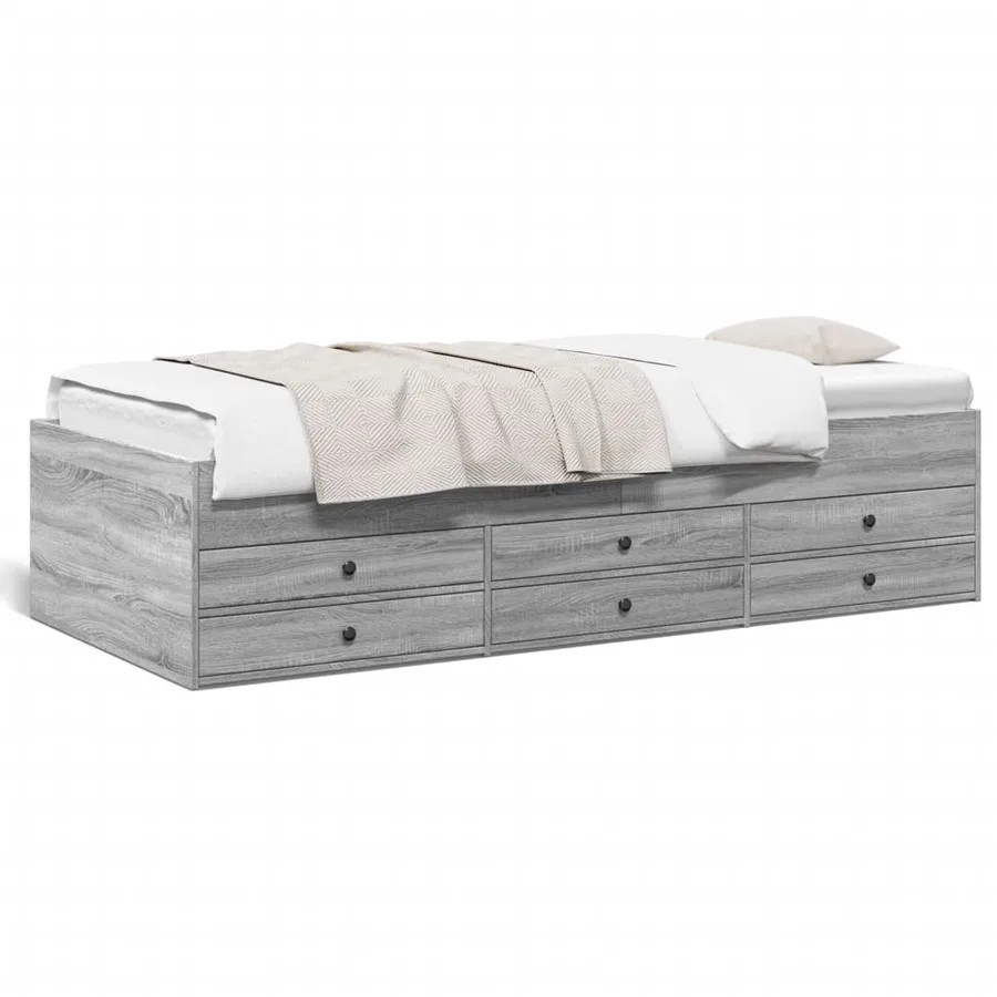 Lit de jour avec tiroirs sans matelas sonoma gris 90x200 cm - 2