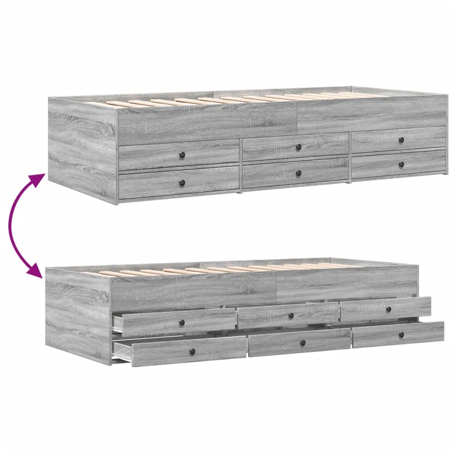 Lit de jour avec tiroirs sans matelas sonoma gris 90x200 cm - 7