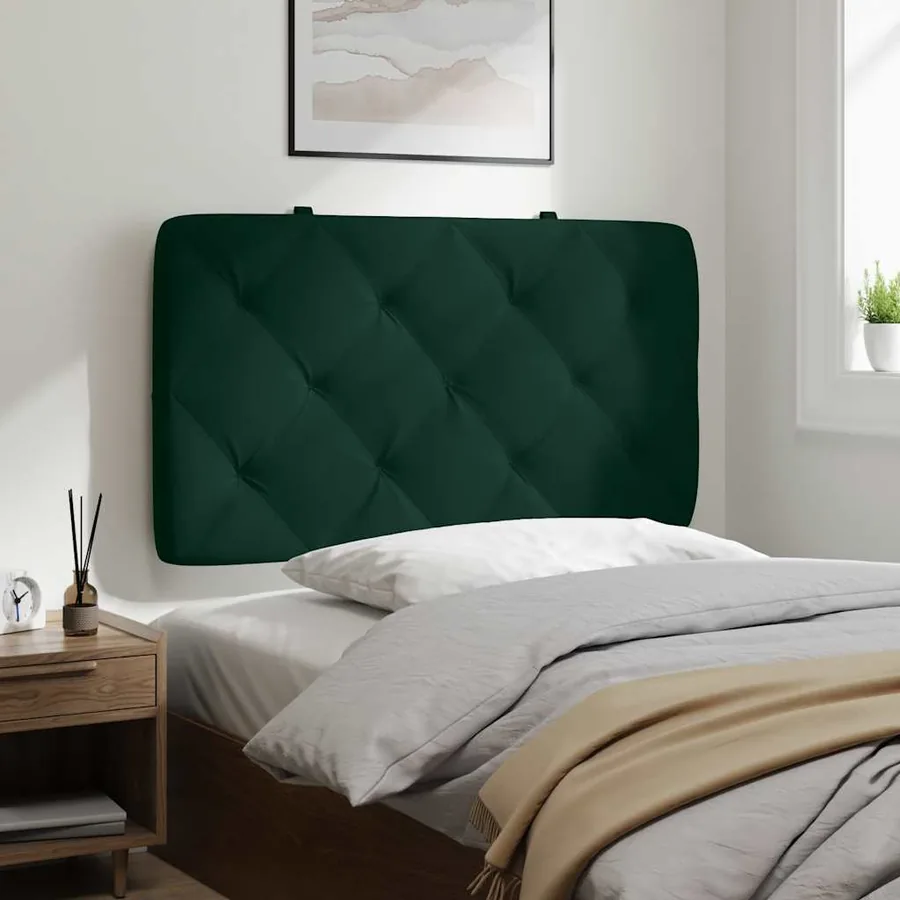 Coussin de tête de lit vert foncé 90 cm velours