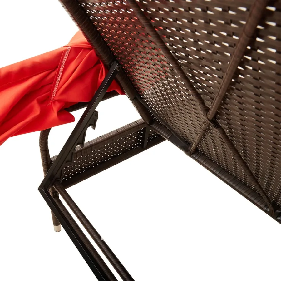 Chaise longue avec auvent et table gris résine tressée - 106