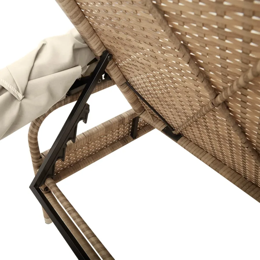 Chaise longue avec auvent et table gris résine tressée - 82