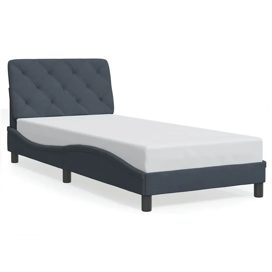 Cadre de lit sans matelas gris foncé 90x200 cm velours - 2