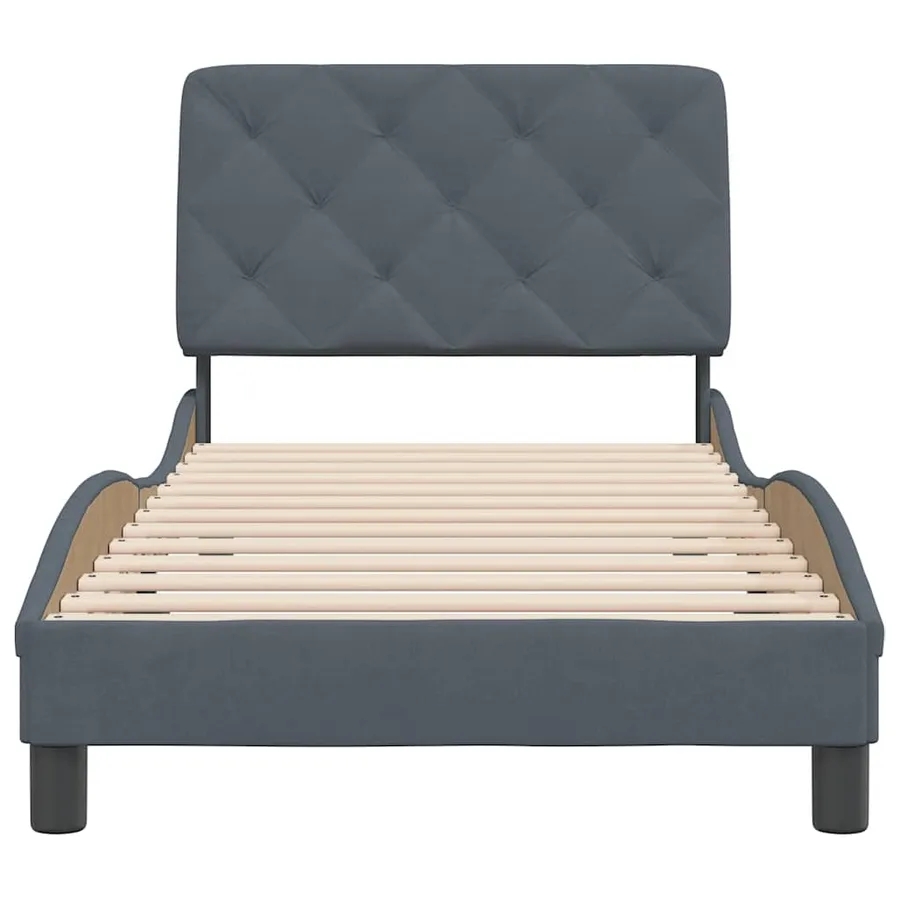Cadre de lit sans matelas gris foncé 90x200 cm velours - 5
