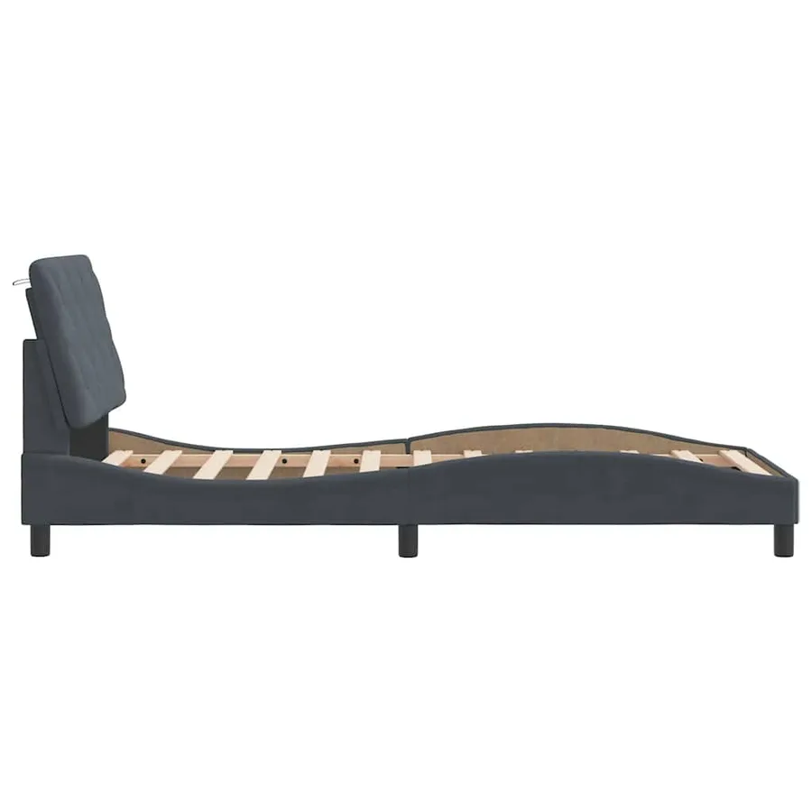 Cadre de lit sans matelas gris foncé 90x200 cm velours - 6