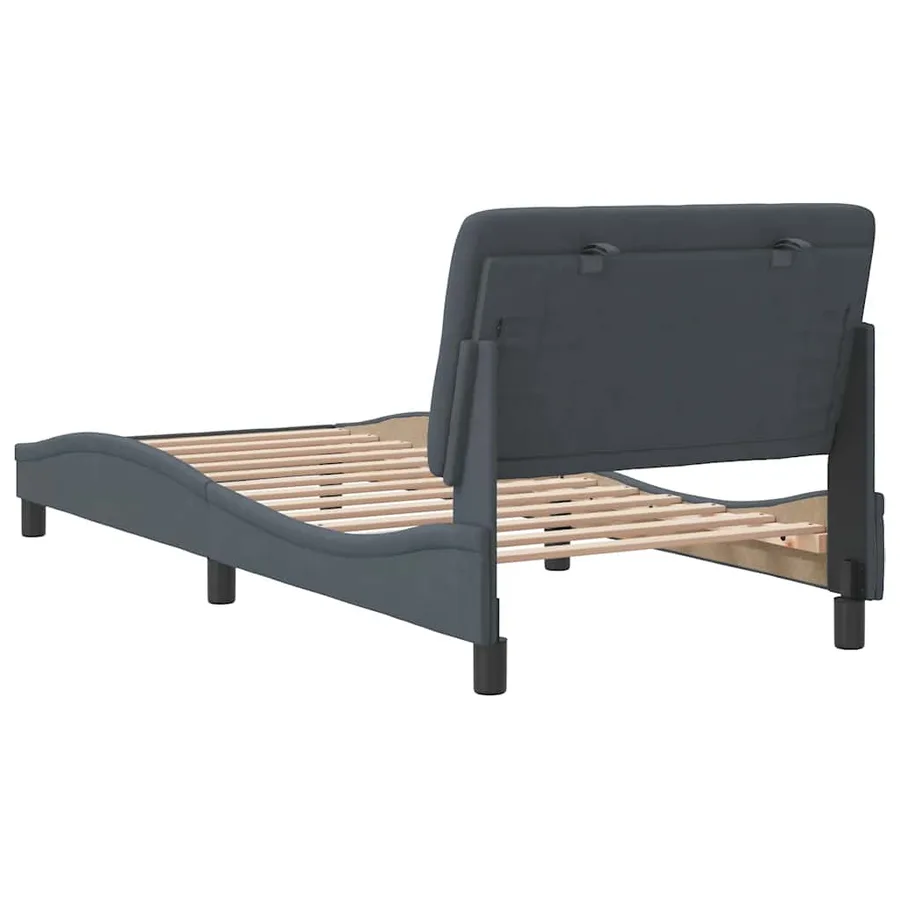 Cadre de lit sans matelas gris foncé 90x200 cm velours - 7