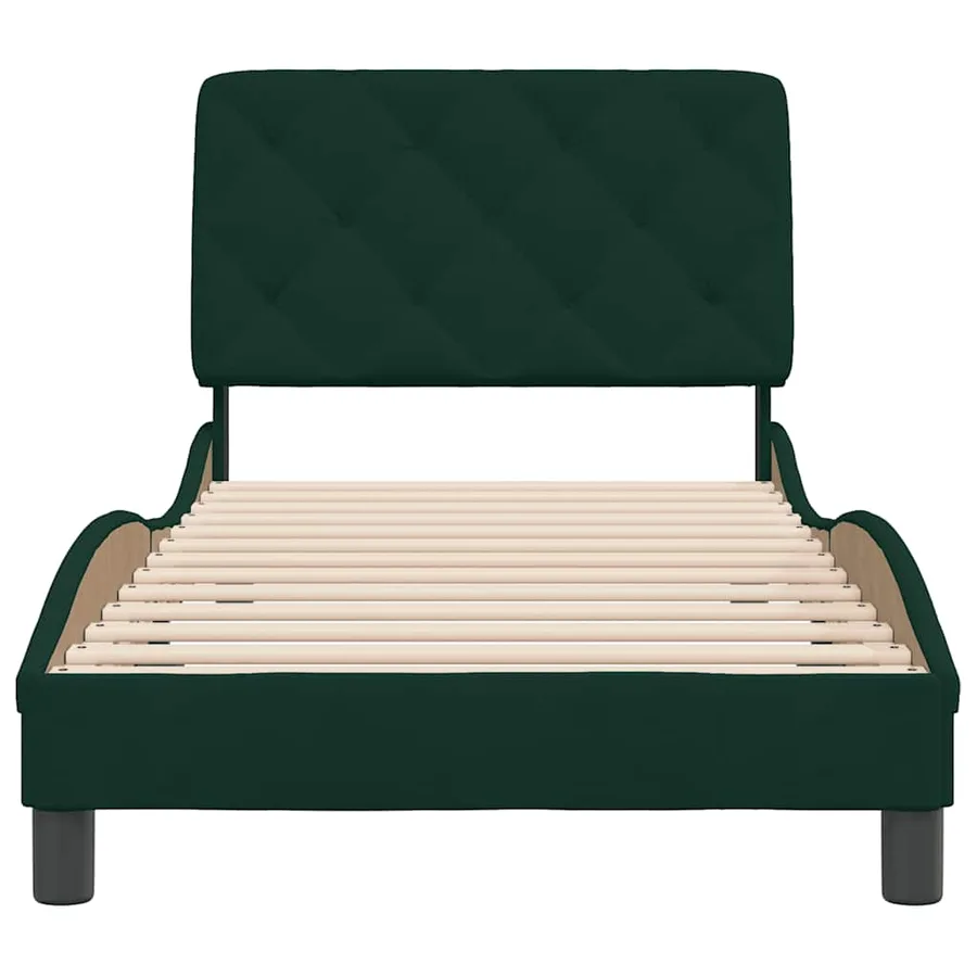 Cadre de lit sans matelas vert foncé 90x200 cm velours - 5