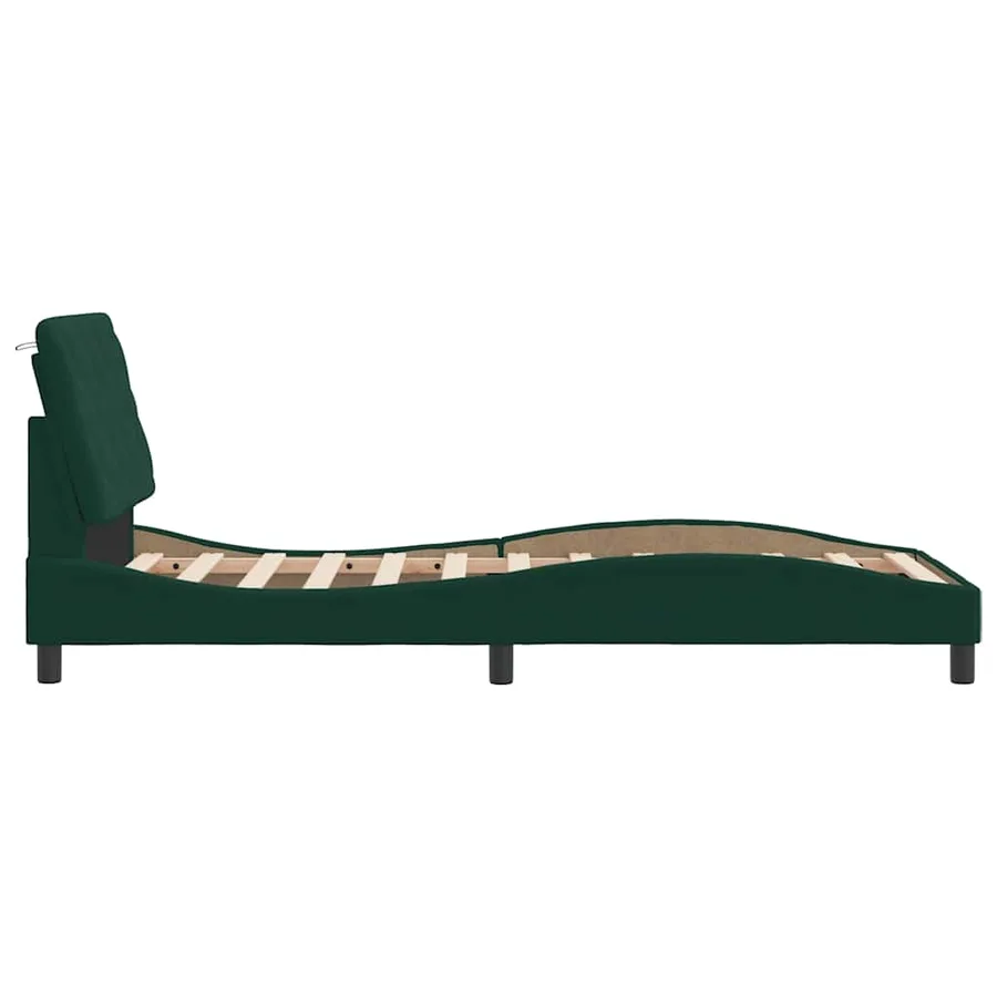 Cadre de lit sans matelas vert foncé 90x200 cm velours - 6