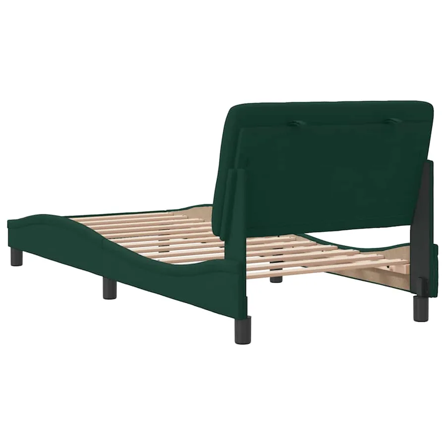 Cadre de lit sans matelas vert foncé 90x200 cm velours - 7
