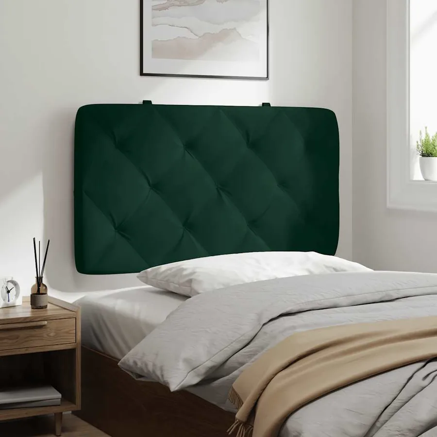 Coussin de tête de lit vert foncé 80 cm velours