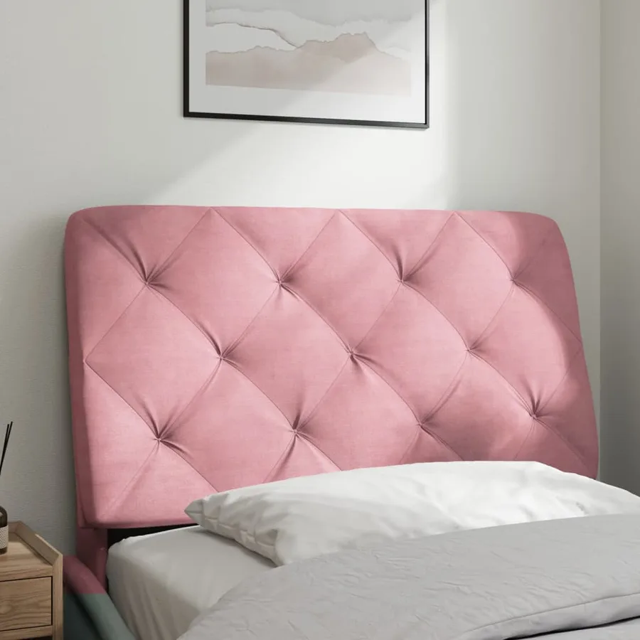Coussin de tête de lit rose 90 cm velours - 3