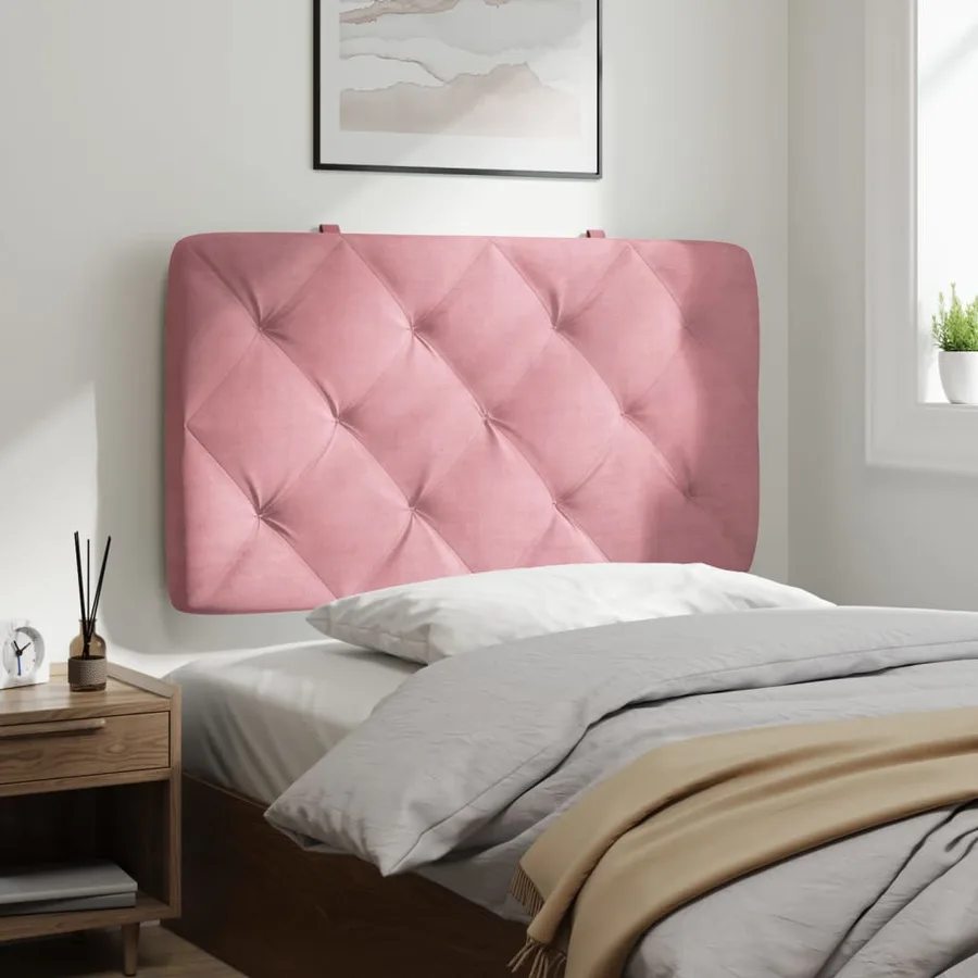 Coussin de tête de lit rose 90 cm velours - 4
