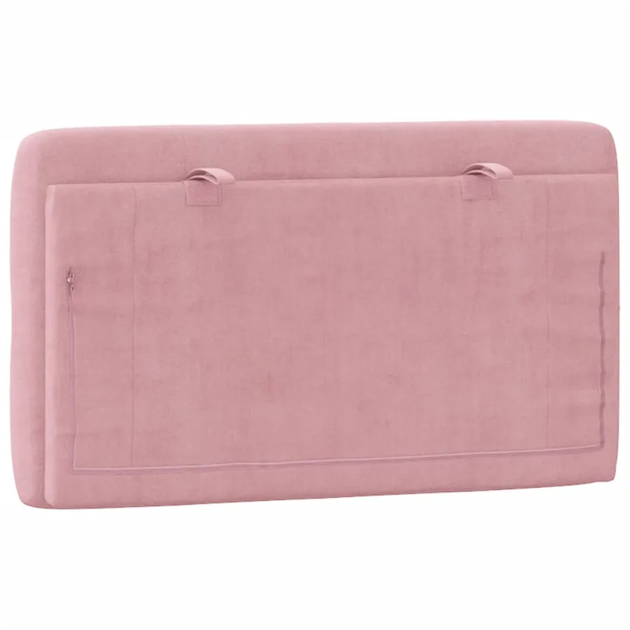 Coussin de tête de lit rose 90 cm velours - 7