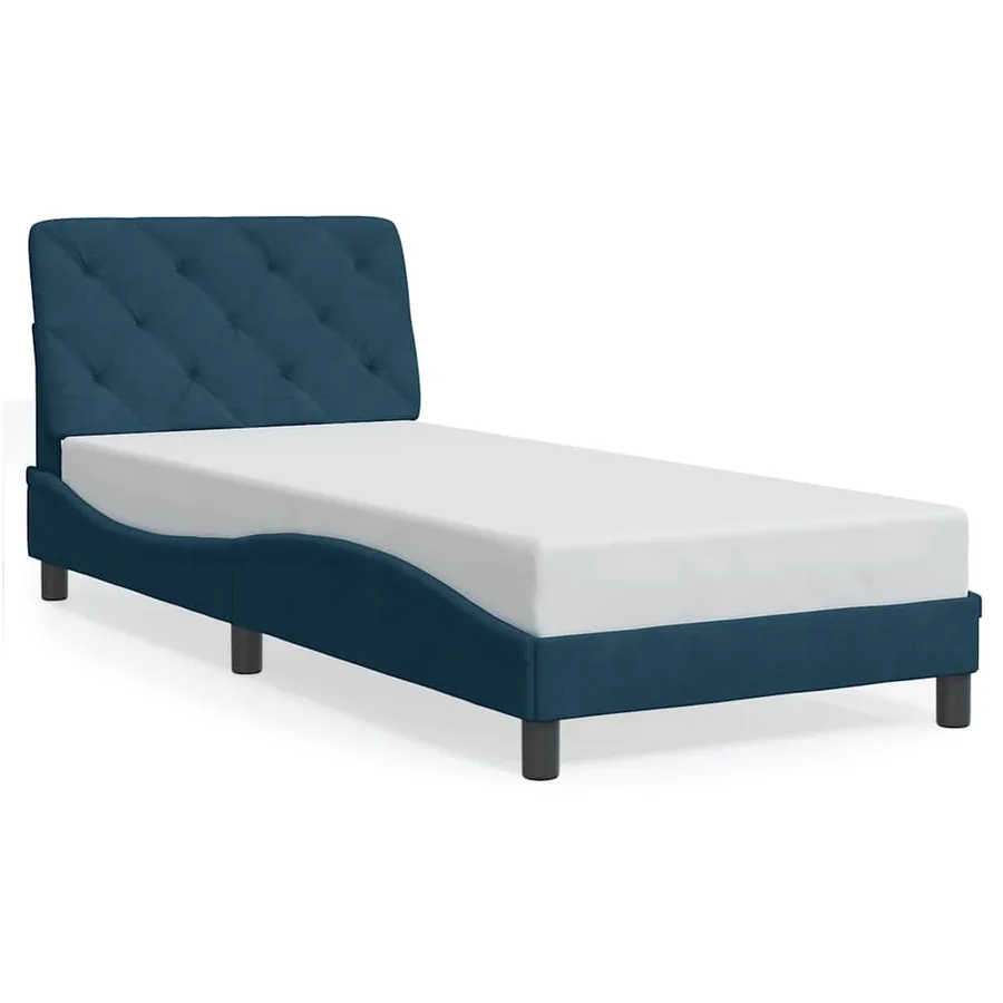 Lit avec matelas bleu 90x190 cm velours - 2