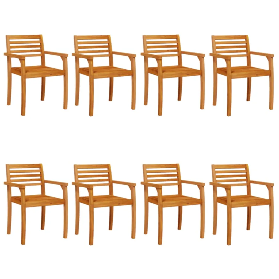 Chaises de jardin lot de 8 59x55x85 bois massif d'acacia - 2