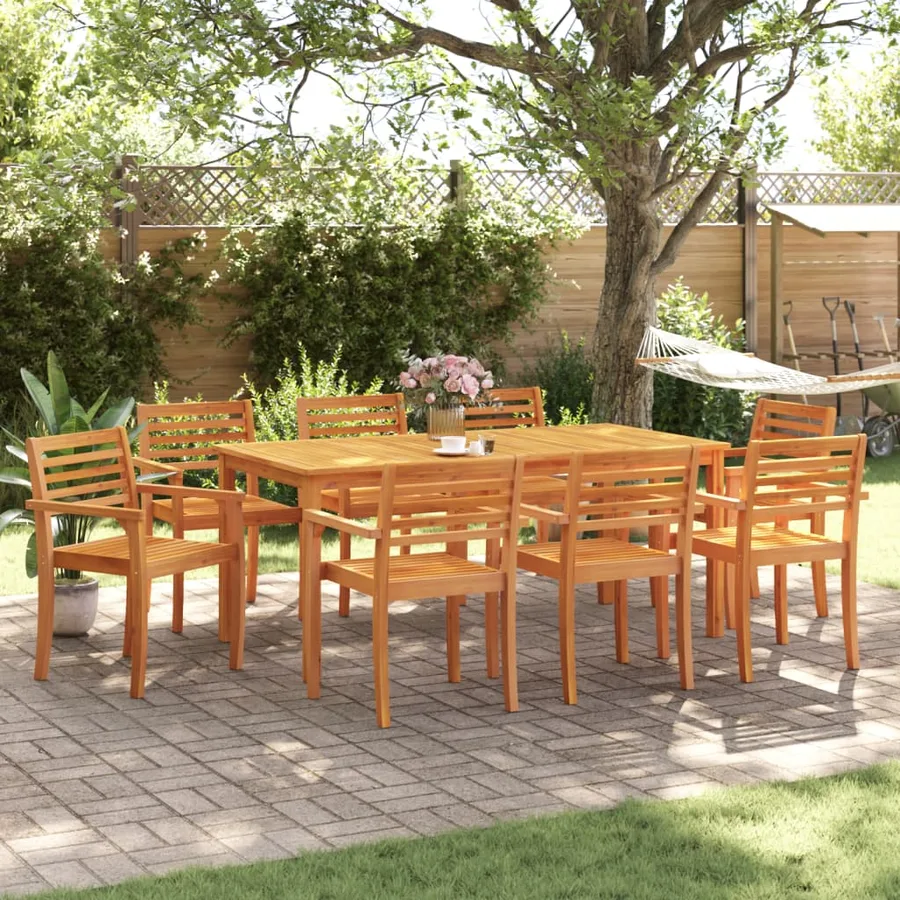 Chaises de jardin lot de 8 59x55x85 bois massif d'acacia - 3