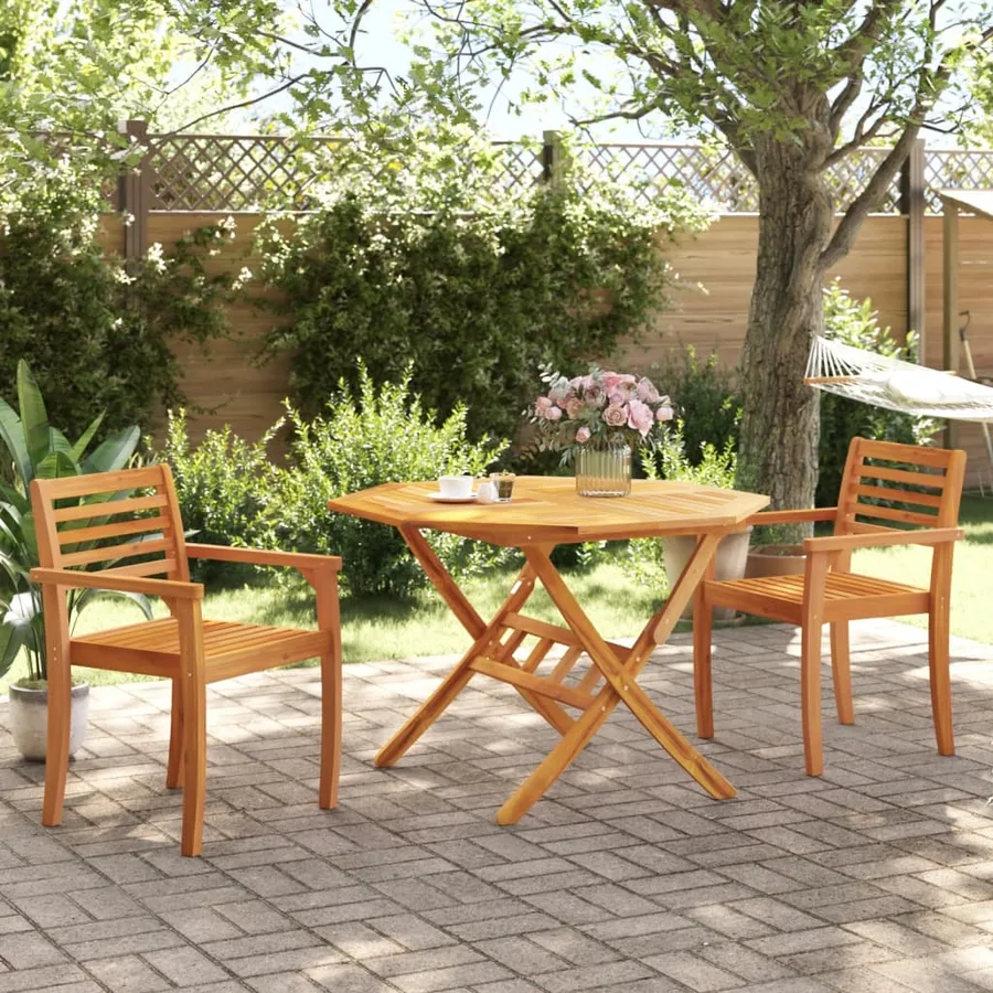 Table pliable de jardin Ø110x75 cm bois d'acacia solide - 3