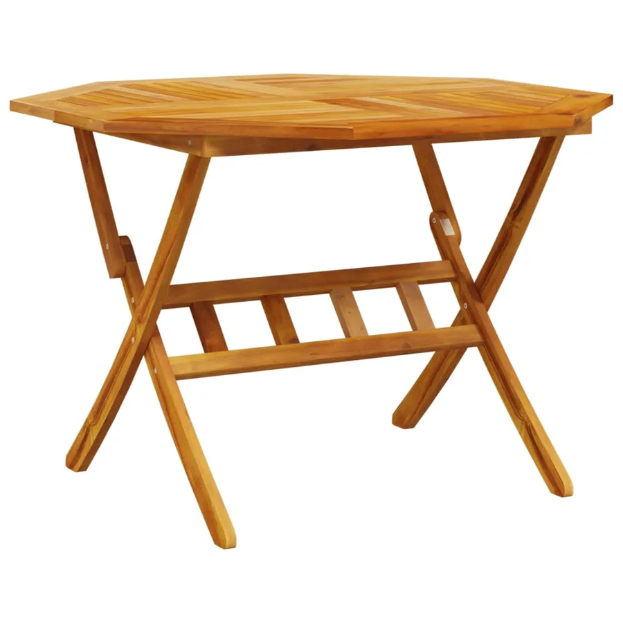 Table pliable de jardin Ø110x75 cm bois d'acacia solide - 6