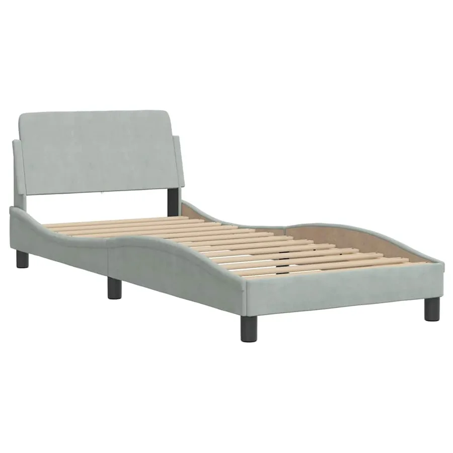 Cadre de lit sans matelas gris clair 80x200 cm velours - 4