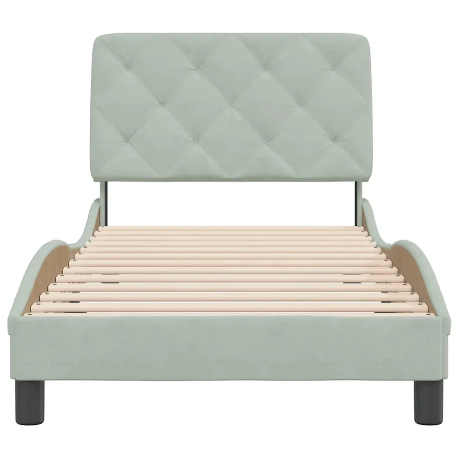 Cadre de lit sans matelas gris clair 80x200 cm velours - 5