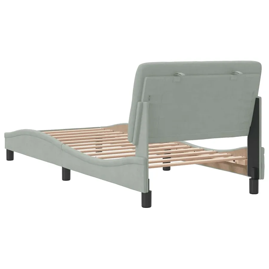 Cadre de lit sans matelas gris clair 80x200 cm velours - 7
