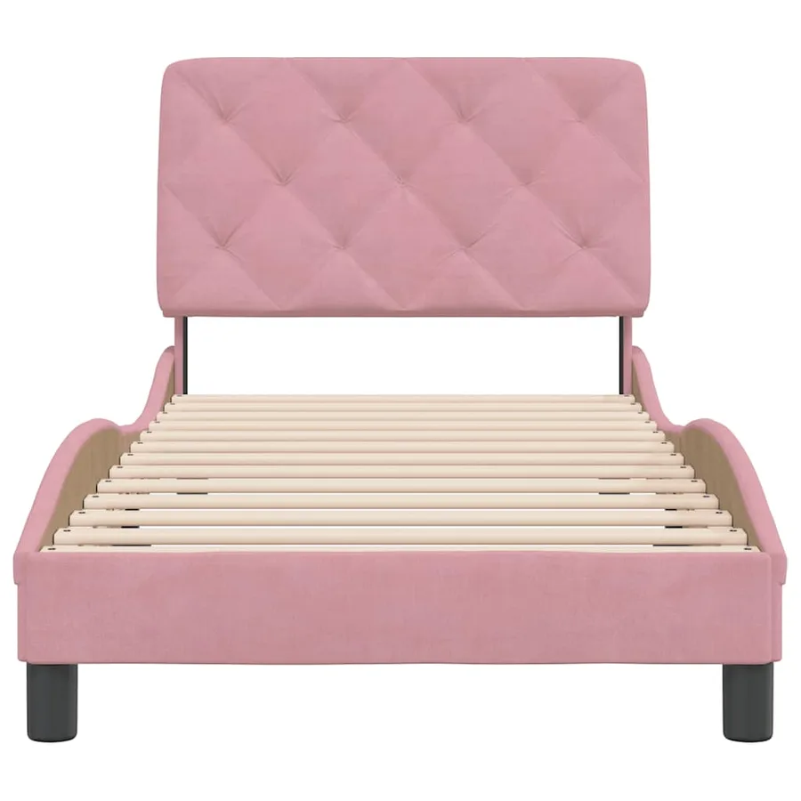 Cadre de lit sans matelas rose 90x190 cm velours - 5